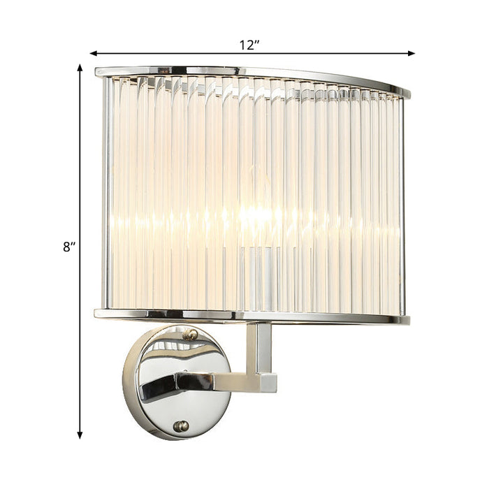 Lisslune | 1 Bulb Oblong Wall Lamp Modern Silver Finish Clear Crystal Tube Shade Wall Light Lighting