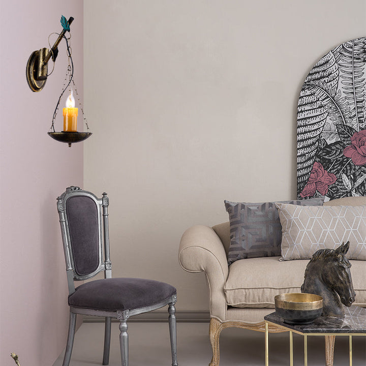 Skørter | Rustic Loft Candle Wall Lamp Metal 1 Light Kitchen Wall Lighting in Aged Brass
