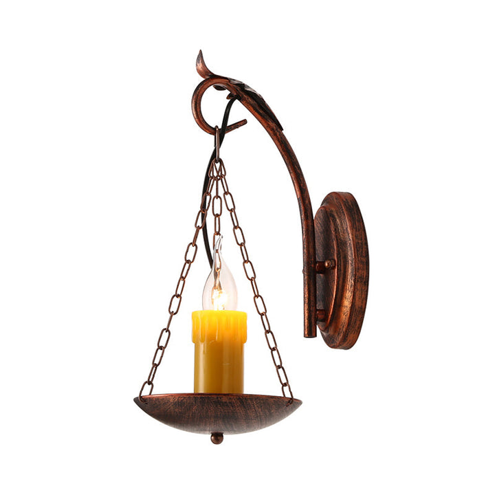 Skørter | Candle Strap Wall Light Rustic Lodge Metallic 1 Light Wall Lamp Lighting for Foyer