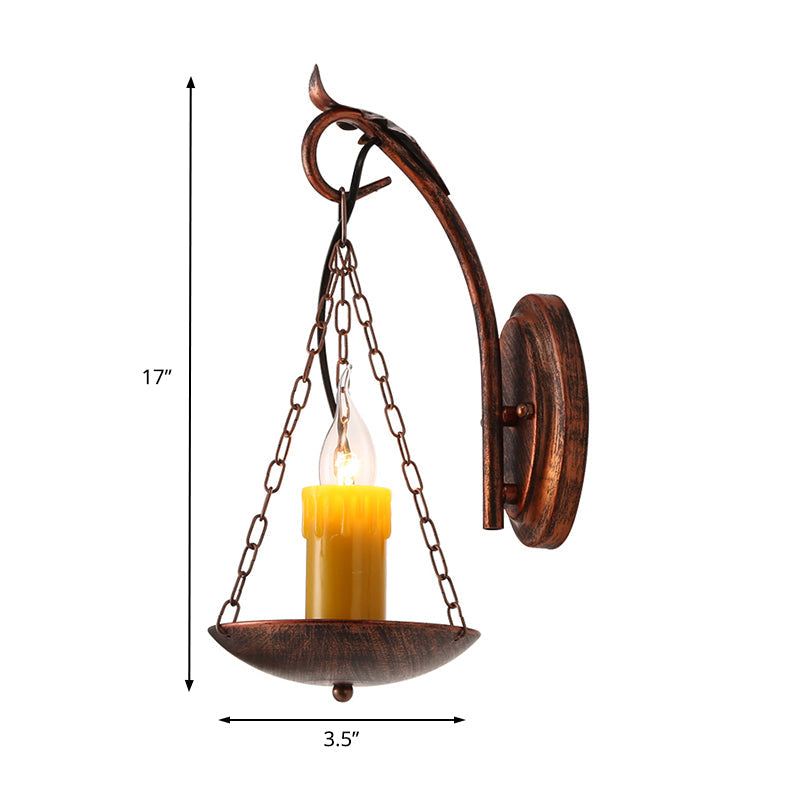 Skørter | Candle Strap Wall Light Rustic Lodge Metallic 1 Light Wall Lamp Lighting for Foyer