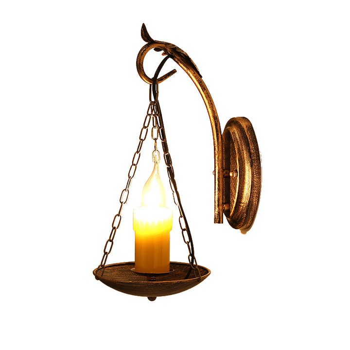 Skørter | Candle Strap Wall Light Rustic Lodge Metallic 1 Light Wall Lamp Lighting for Foyer