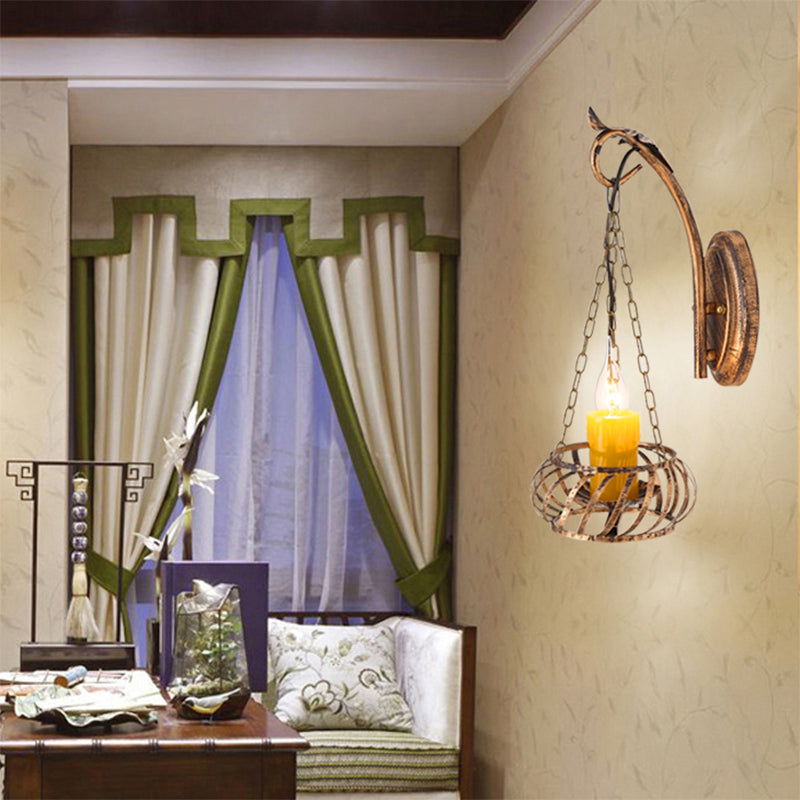 Skørter | 1 Light Ceramic Wall Lamp Lighting Loft Rustic Cast Iron Wall Lamp in Bronze for Hallway