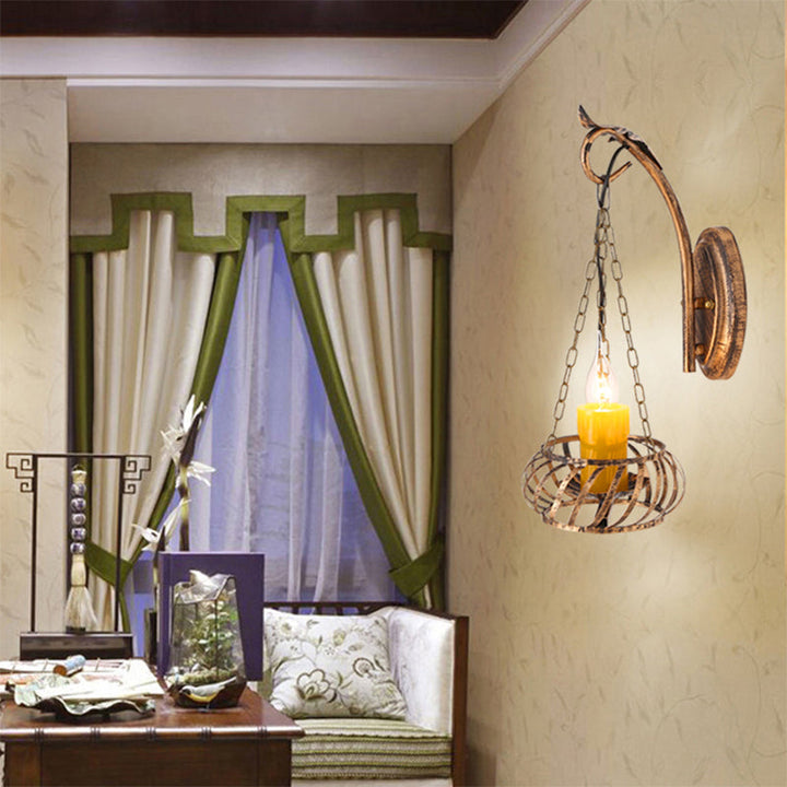 Skørter | 1 Light Ceramic Wall Lamp Lighting Loft Rustic Cast Iron Wall Lamp in Bronze for Hallway