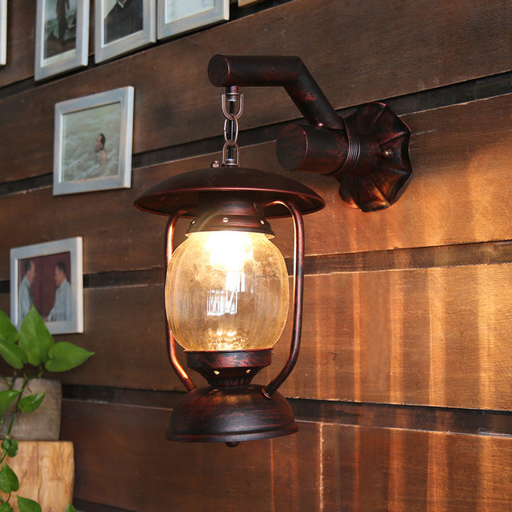 Skørter | Lantern Outdoor Wall Light Vintage Clear Glass 1 Light Antique Copper Wall Lamp