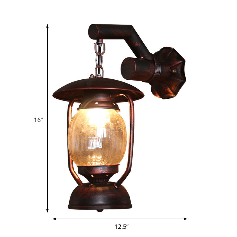 Skørter | Lantern Outdoor Wall Light Vintage Clear Glass 1 Light Antique Copper Wall Lamp