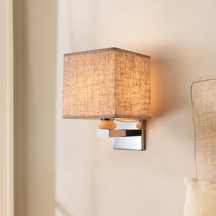 Lisslune | Fabric Cube Wall Lamp Lighting Modern LED Wall Lamp in White/Black/Beige