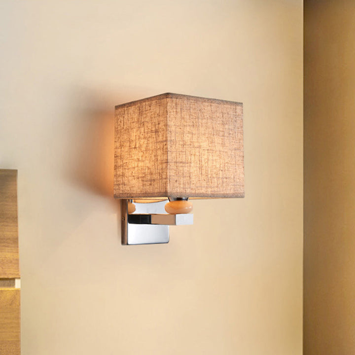 Lisslune | Fabric Cube Wall Lamp Lighting Modern LED Wall Lamp in White/Black/Beige
