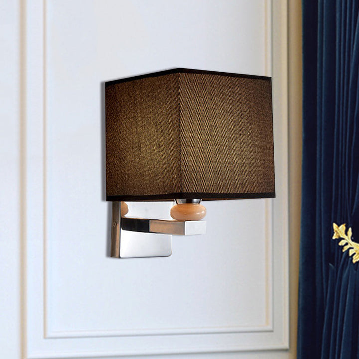 Lisslune | Fabric Cube Wall Lamp Lighting Modern LED Wall Lamp in White/Black/Beige