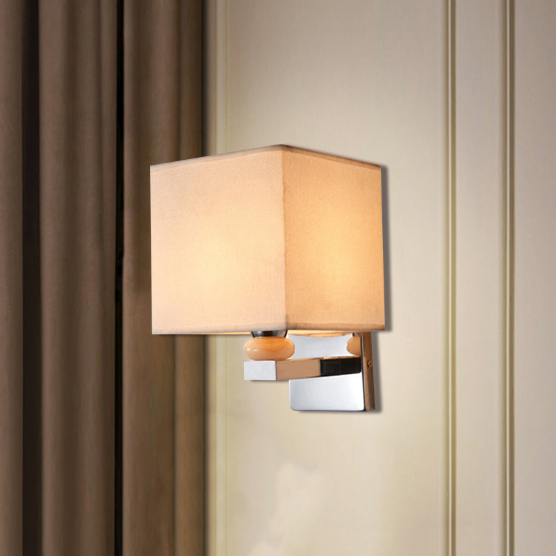 Lisslune | Fabric Cube Wall Lamp Lighting Modern LED Wall Lamp in White/Black/Beige