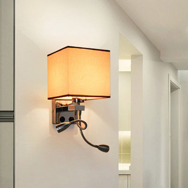 Lisslune | White/Black/Beige Cube Wall Lantern Lighting Modernism Fabric 1 Light Wall Mount Light