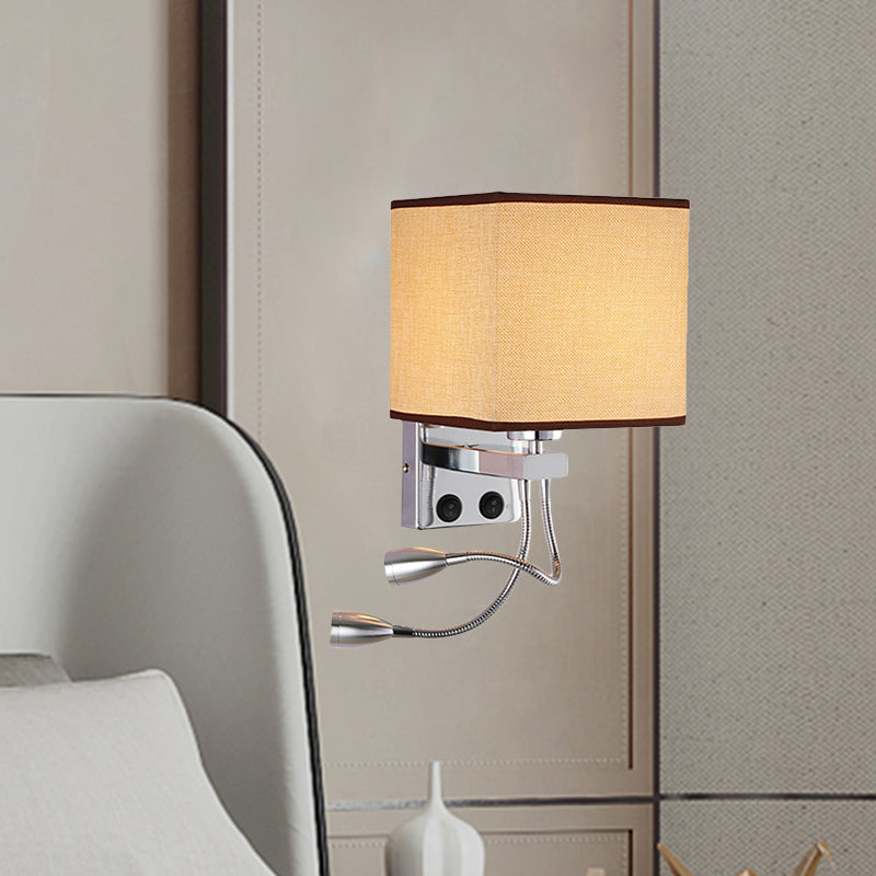 Lisslune | White/Black/Beige Cube Wall Lantern Lighting Modernism Fabric 1 Light Wall Mount Light