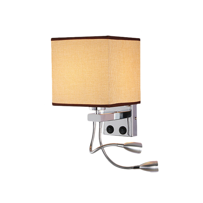 Lisslune | White/Black/Beige Cube Wall Lantern Lighting Modernism Fabric 1 Light Wall Mount Light