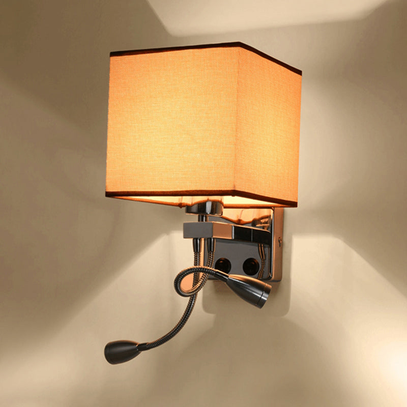 Lisslune | White/Black/Beige Cube Wall Lantern Lighting Modernism Fabric 1 Light Wall Mount Light
