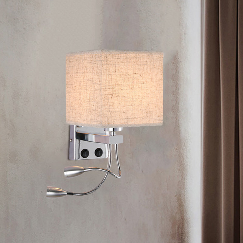 Lisslune | White/Black/Beige Cube Wall Lantern Lighting Modernism Fabric 1 Light Wall Mount Light