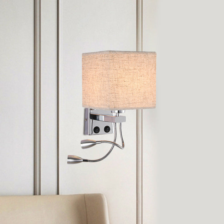 Lisslune | White/Black/Beige Cube Wall Lantern Lighting Modernism Fabric 1 Light Wall Mount Light