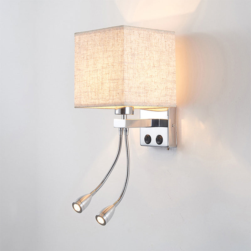 Lisslune | White/Black/Beige Cube Wall Lantern Lighting Modernism Fabric 1 Light Wall Mount Light