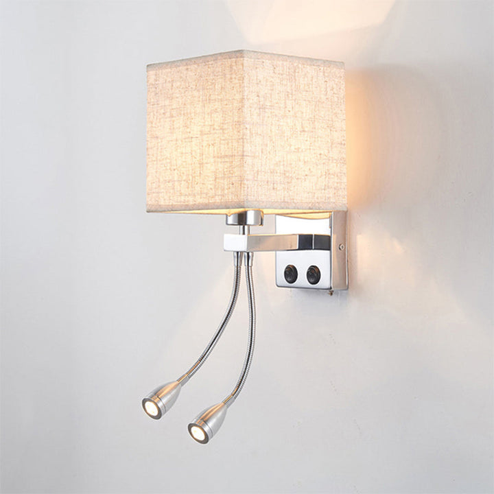 Lisslune | White/Black/Beige Cube Wall Lantern Lighting Modernism Fabric 1 Light Wall Mount Light