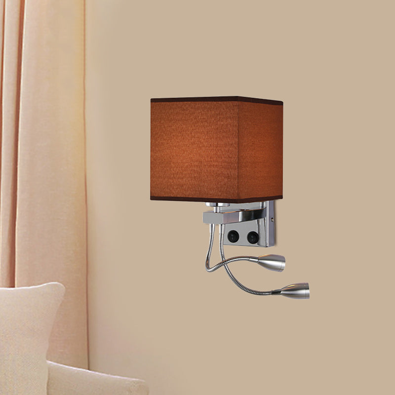 Lisslune | White/Black/Beige Cube Wall Lantern Lighting Modernism Fabric 1 Light Wall Mount Light