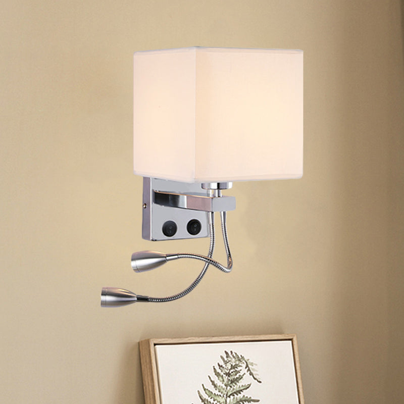 Lisslune | White/Black/Beige Cube Wall Lantern Lighting Modernism Fabric 1 Light Wall Mount Light