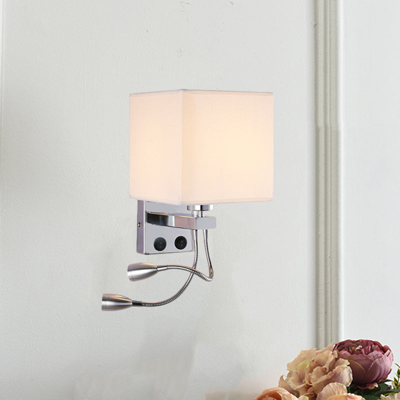 Lisslune | White/Black/Beige Cube Wall Lantern Lighting Modernism Fabric 1 Light Wall Mount Light