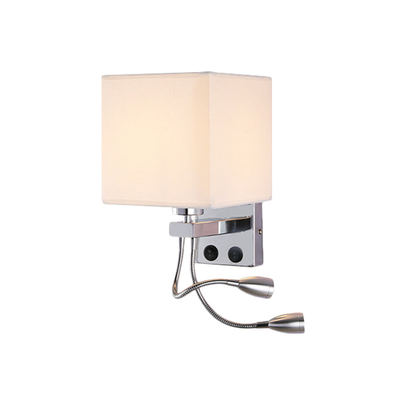 Lisslune | White/Black/Beige Cube Wall Lantern Lighting Modernism Fabric 1 Light Wall Mount Light