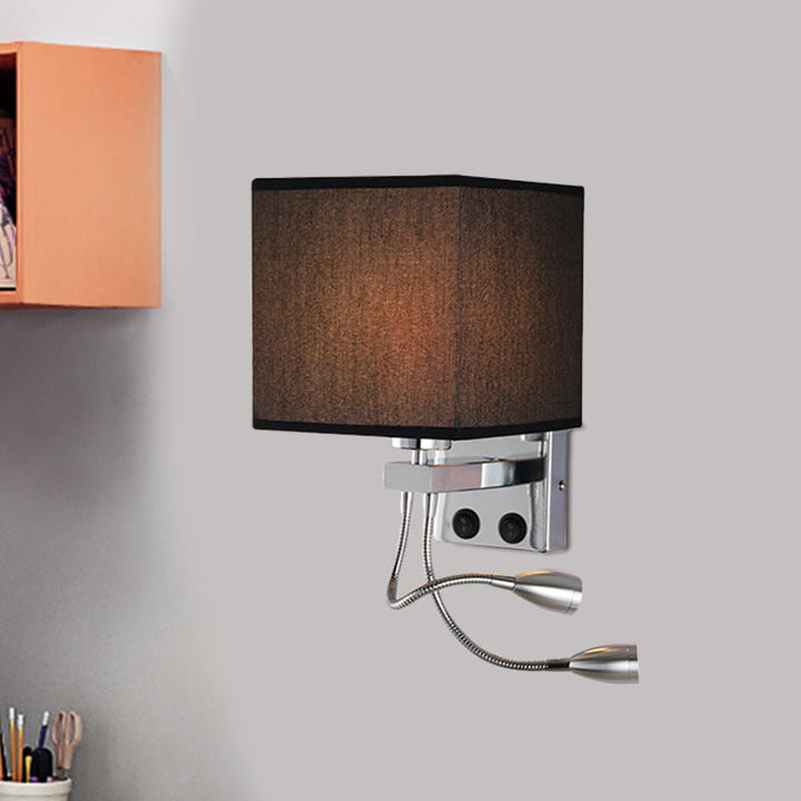 Lisslune | White/Black/Beige Cube Wall Lantern Lighting Modernism Fabric 1 Light Wall Mount Light