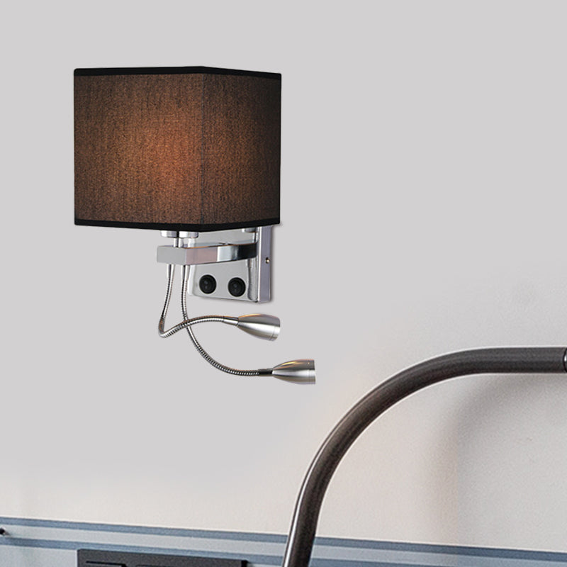 Lisslune | White/Black/Beige Cube Wall Lantern Lighting Modernism Fabric 1 Light Wall Mount Light