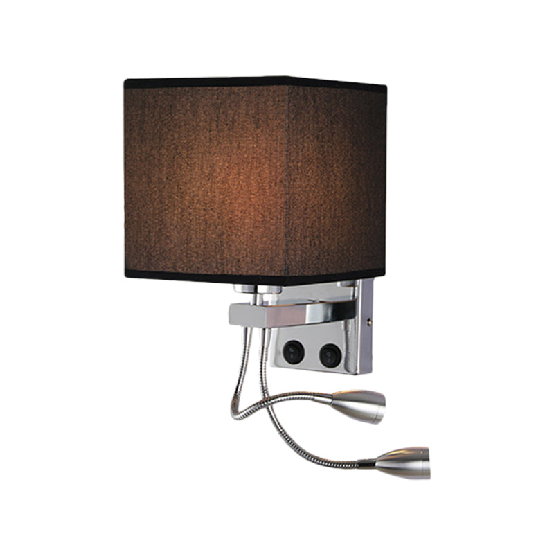 Lisslune | White/Black/Beige Cube Wall Lantern Lighting Modernism Fabric 1 Light Wall Mount Light