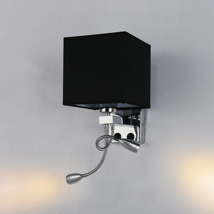 Lisslune | White/Black/Beige Cube Wall Lantern Lighting Modernism Fabric 1 Light Wall Mount Light
