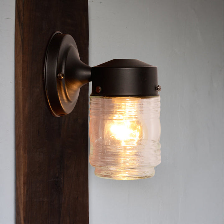 Lisslune | Cylindrical Clear Glass Wall Lamp Modern 1 Light Black/White Wall Mounted Light Fixture