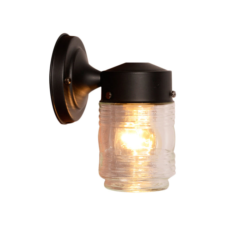 Lisslune | Cylindrical Clear Glass Wall Lamp Modern 1 Light Black/White Wall Mounted Light Fixture