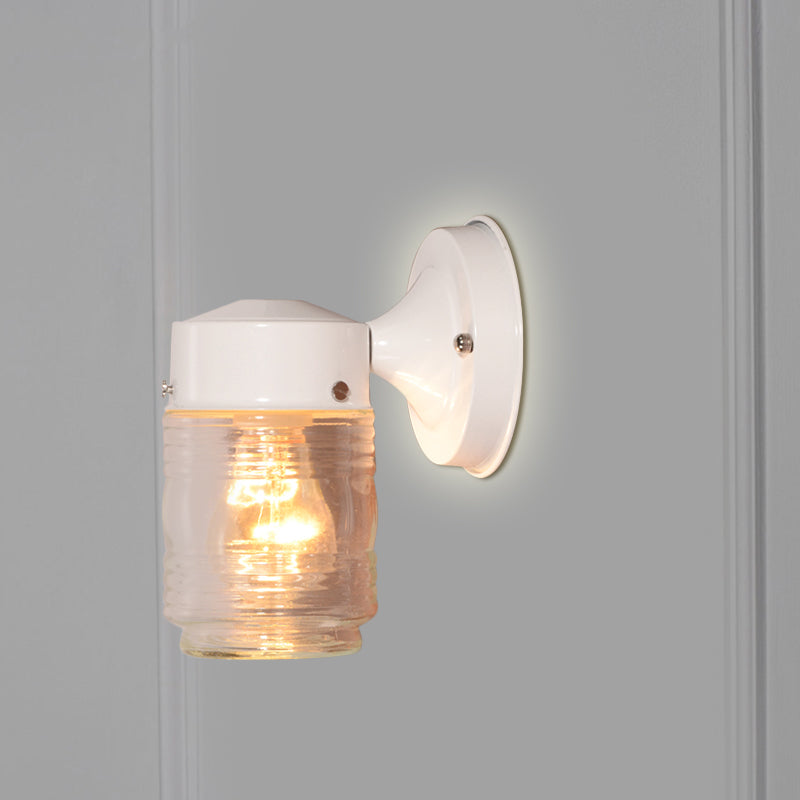 Lisslune | Cylindrical Clear Glass Wall Lamp Modern 1 Light Black/White Wall Mounted Light Fixture