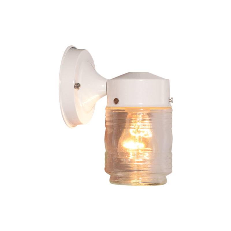 Lisslune | Cylindrical Clear Glass Wall Lamp Modern 1 Light Black/White Wall Mounted Light Fixture