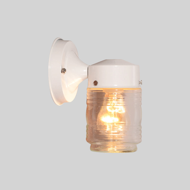 Lisslune | Cylindrical Clear Glass Wall Lamp Modern 1 Light Black/White Wall Mounted Light Fixture