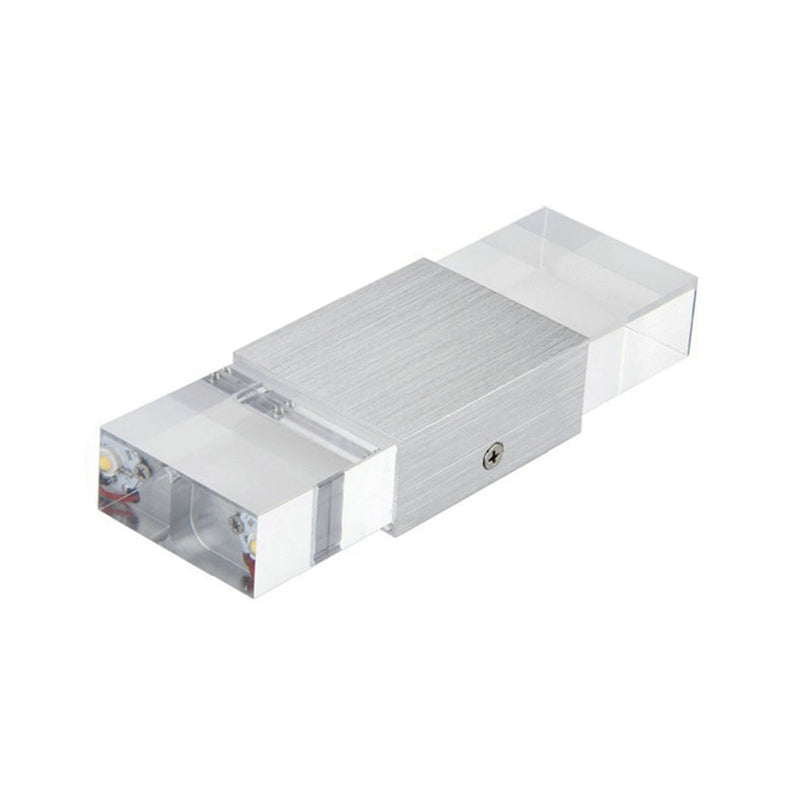 Lisslune | Rectangular Acrylic LED Top and Bottom Wall Light Modern 1 Light Silver Wall Light in Warm/White Light