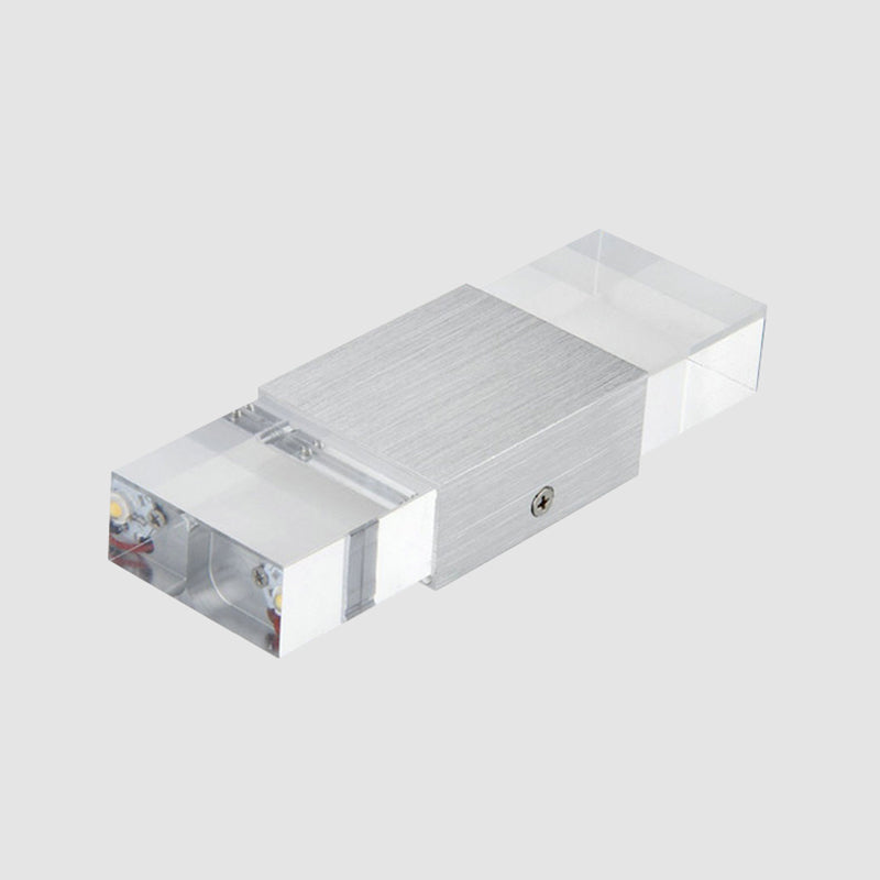 Lisslune | Rectangular Acrylic LED Top and Bottom Wall Light Modern 1 Light Silver Wall Light in Warm/White Light