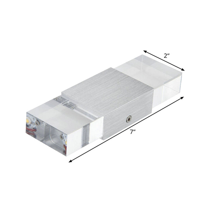 Lisslune | Rectangular Acrylic LED Top and Bottom Wall Light Modern 1 Light Silver Wall Light in Warm/White Light