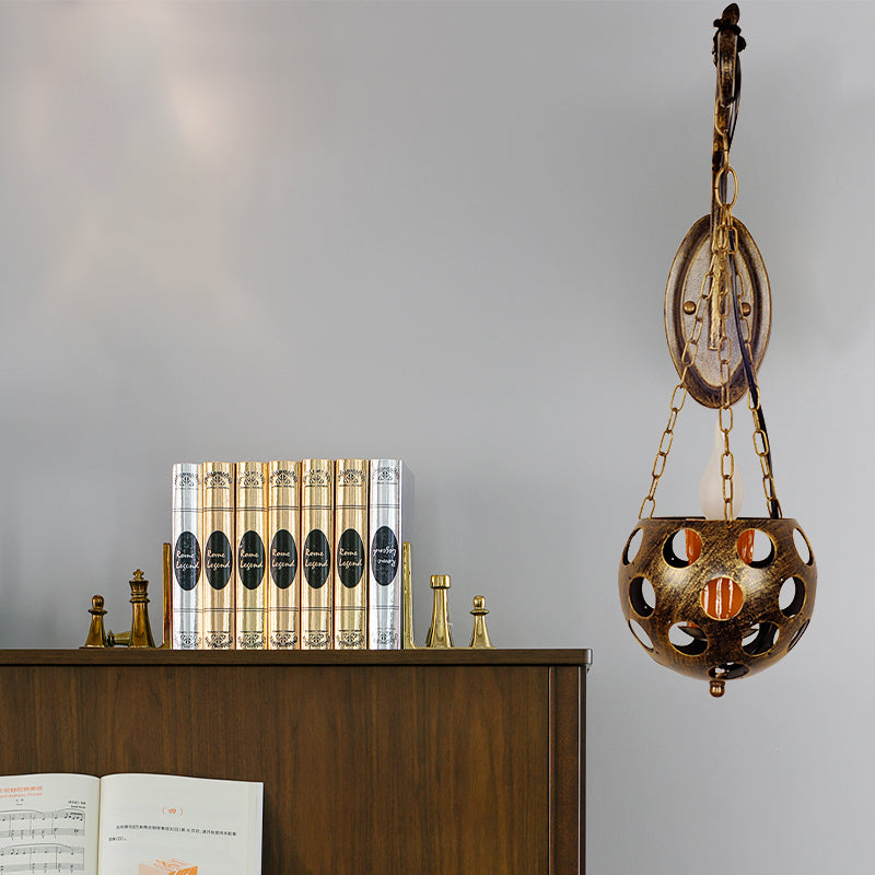 Skørter | Candle Holder Wall Sconces Light Vintage Retro Metal 1 Light Pendant Wall Lamp in Antique Brass