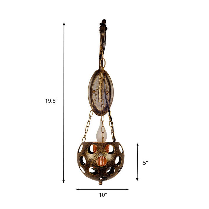 Skørter | Candle Holder Wall Sconces Light Vintage Retro Metal 1 Light Pendant Wall Lamp in Antique Brass