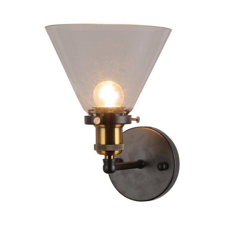 Lisslune | Clear Glass Black Wall Lamp Lighting Cone 1-Light Antique Lamp for the Kitchen