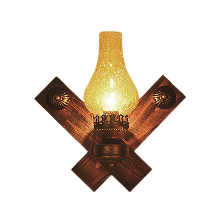 Lisslune | A light wall lamp light industrial crackle glass vase shape lighting fixture in yellow, 3.5"/5"/14.5" wide