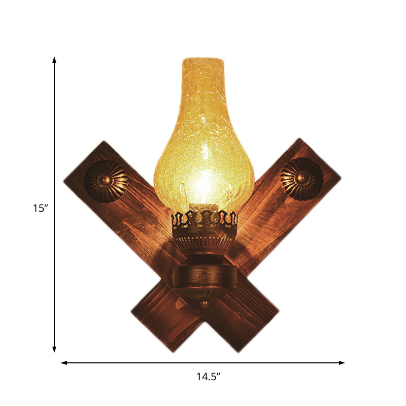 Lisslune | A light wall lamp light industrial crackle glass vase shape lighting fixture in yellow, 3.5"/5"/14.5" wide