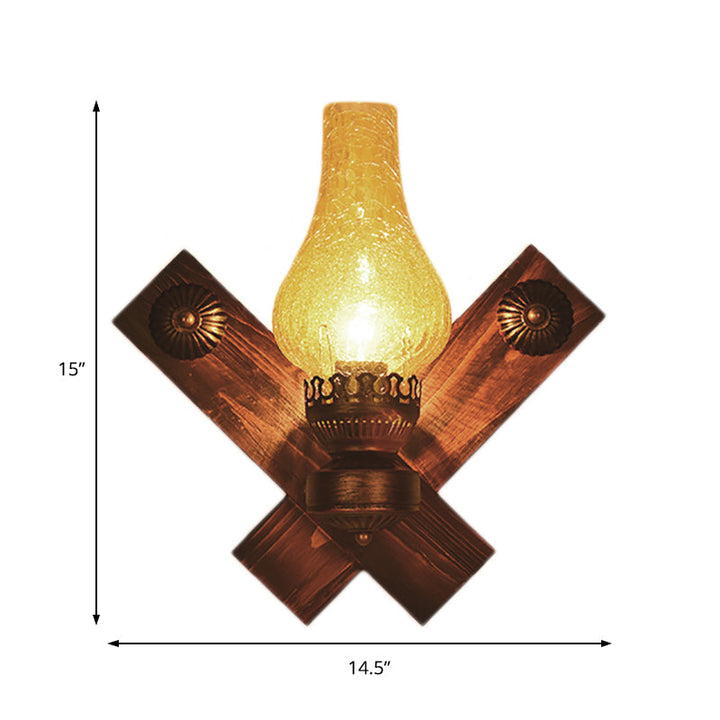 Lisslune | A light wall lamp light industrial crackle glass vase shape lighting fixture in yellow, 3.5"/5"/14.5" wide