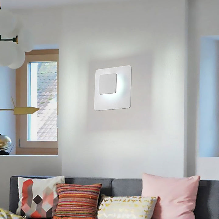 Lisslune | Square Wall-Mounted Lamp Contemporary Aluminum LED White Wall Light Fixture in White/Warm Lighting