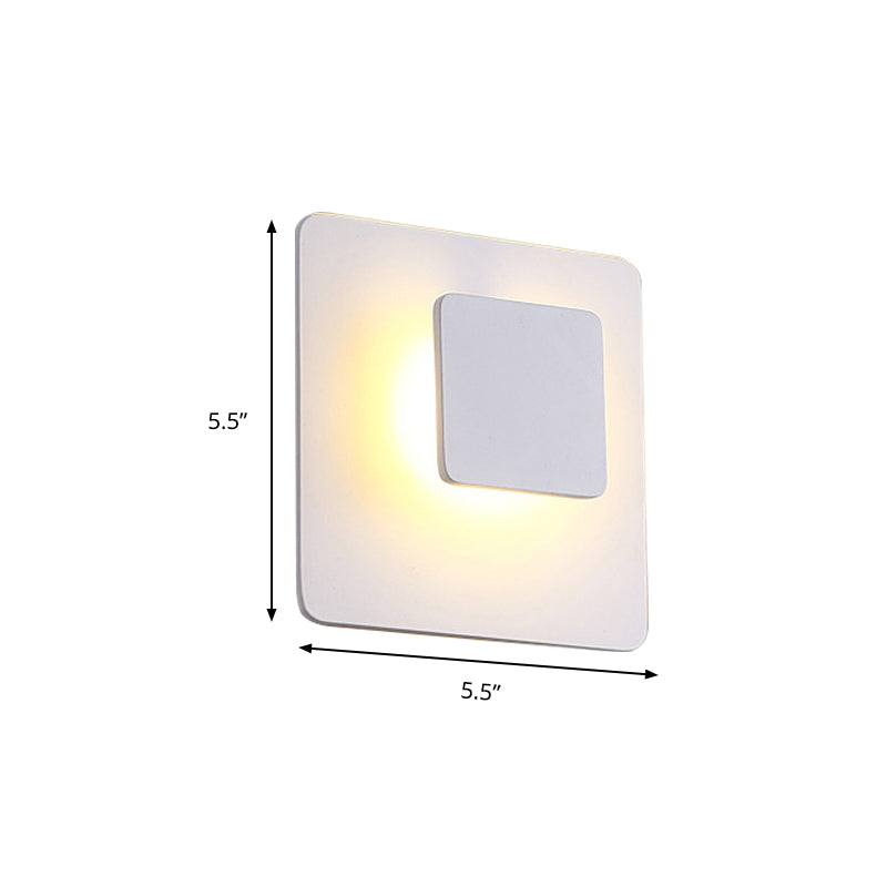Lisslune | Square Wall-Mounted Lamp Contemporary Aluminum LED White Wall Light Fixture in White/Warm Lighting