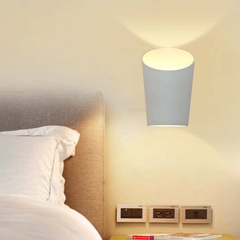 Lisslune | Minimalistic Tube Metal Wall Lamp Integrated LED Wall Light in White for Bedroom, Warm/White Lighting