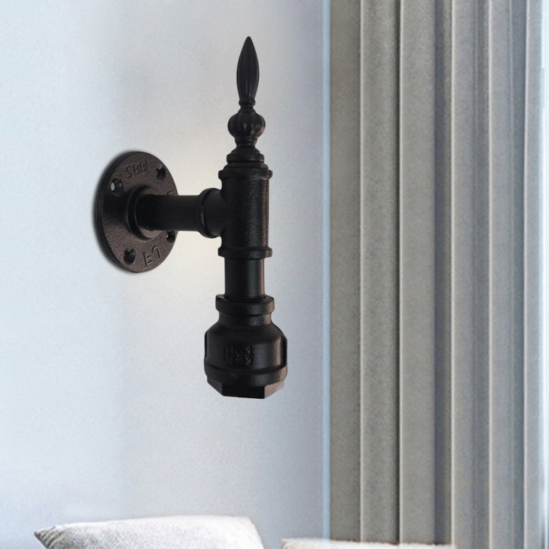 Lisslune | Metallic Matte Black Wall Lighting Pipe Design 1 Light Vintage Style Wall Lamp for Bedroom