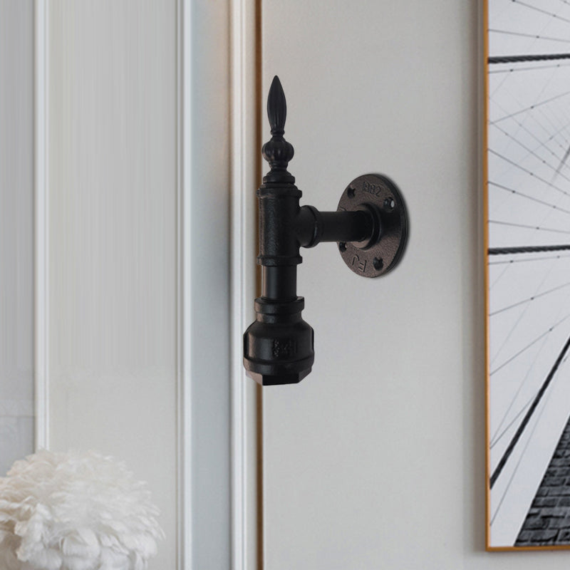 Lisslune | Metallic Matte Black Wall Lighting Pipe Design 1 Light Vintage Style Wall Lamp for Bedroom