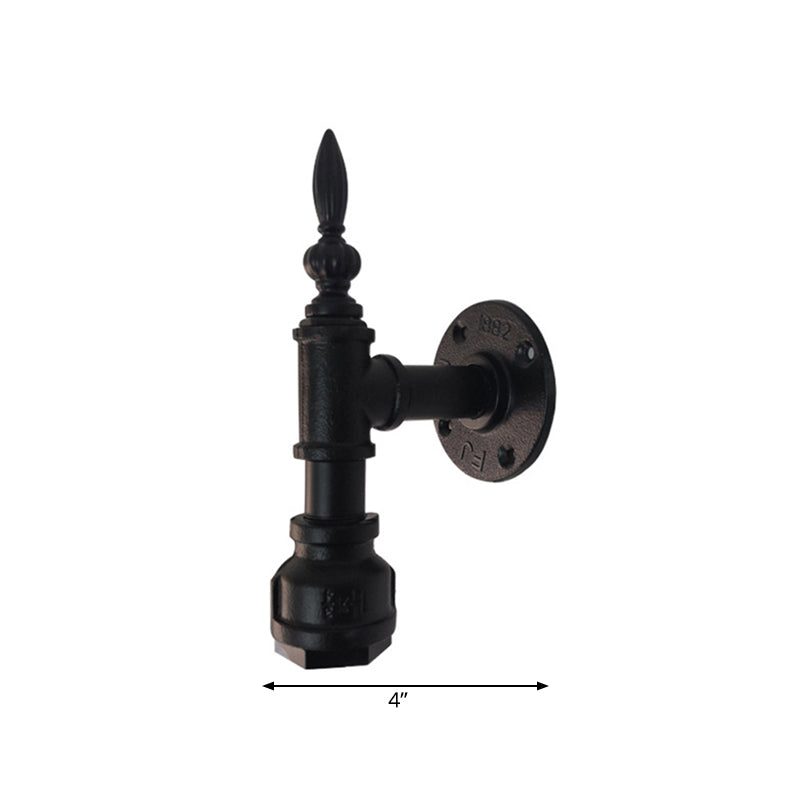 Lisslune | Metallic Matte Black Wall Lighting Pipe Design 1 Light Vintage Style Wall Lamp for Bedroom