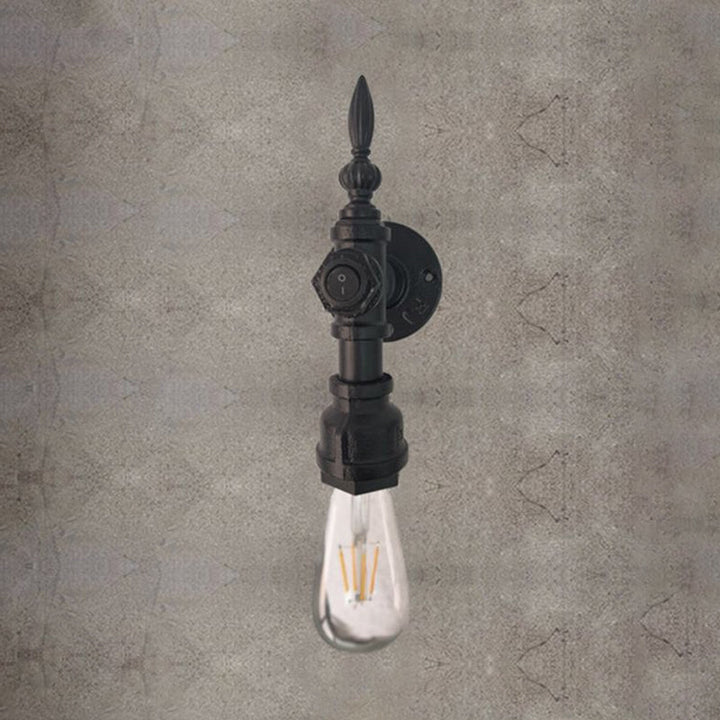 Lisslune | Open Bulb Dining Room Wall Lamp Vintage Style Metal 1 Head Black Wall Lamp Sconces with On/Off Switch